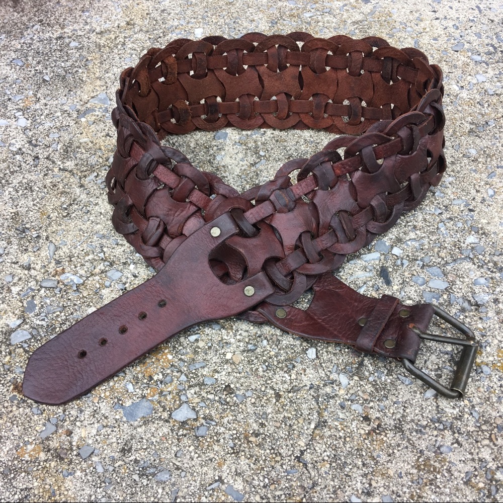 VINTAGE Moroccan Braided LEATHER Belt Street BOHO